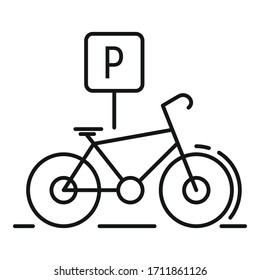 Bike parking icon. Outline bike parking vector icon for web design isolated on white background