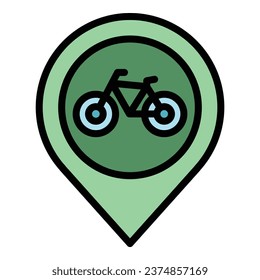 Vector de contorno del icono de ubicación de estacionamiento para bicicletas. Zona. Color del parque de bicicletas plano