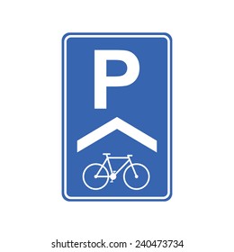 Bike parking sign under roof blue vertical eps 10