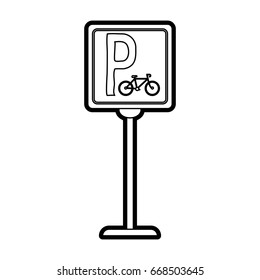 bike parking street sign vector illustration