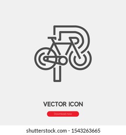 Bike parking vector icon. Bicycle parking symbol. Linear style sign for mobile concept and web design. Bike parking symbol illustration. Pixel vector graphics - Vector.

