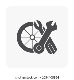 Bike and part icon on white.