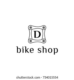 Bike part vector logo for bike shop letter D