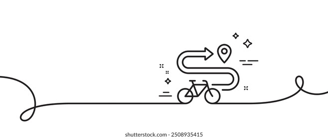 Symbol für Fahrradpfadlinie Endlos eine Linie mit Locke. Lieferfahrrad-Transportschild. Symbol für sportliche Aktivität. Fahrradweg mit einem Umriss. Schleifenverlaufsmuster. Vektorgrafik