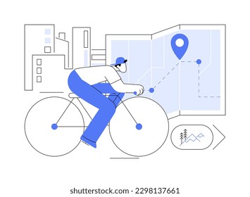 Bike paths network abstract concept vector illustration. National cycling path, bike road network, outdoor recreation, bicycle city map, park cycling route, urban bikeway system abstract metaphor.