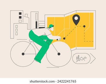 Bike paths network abstract concept vector illustration. National cycling path, bike road network, outdoor recreation, bicycle city map, park cycling route, urban bikeway system abstract metaphor.