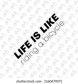 La vida de fondo del patrón de bicicleta es como andar en bicicleta con una ilustración vectorial negra aislada en blanco. Borde de fondo. Cartel. Plano de moda, esquema para: decorar, web, diseño. EPS 10 