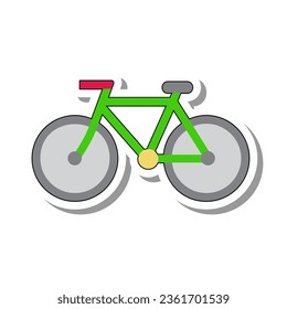 Bike with pedals for professional sport flat paper sticker icon. Sports equipment for active training and body strengthening isolated on white background. Sport, healthy lifestyle concept