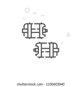 Bike Pedals with Spikes Vector Line Icon. Bicycle Spare Part Symbol, Pictogram, Sign. Light Abstract Geometric Background. Editable Stroke. Adjust Line Weight. Design with Pixel Perfection.