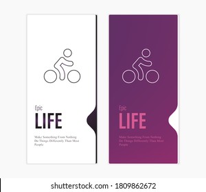 Bike Person icon on elegant purple background