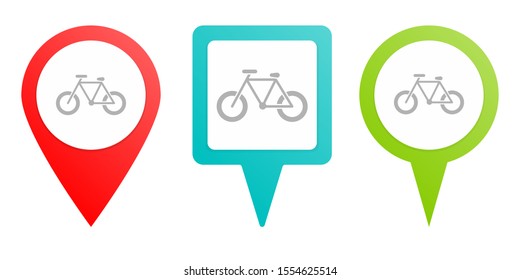 Bike pin icon. Multicolor pin vector icon