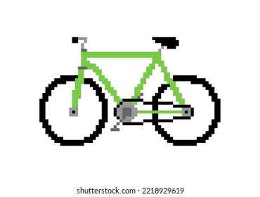 Bike Pixel art. 8 bit bicycle sign. pixelated Vector illustration
