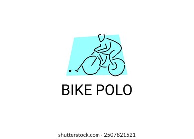 Bike polo sport vector line icon. an athlete playing bike polo. sport pictogram, vector illustration.