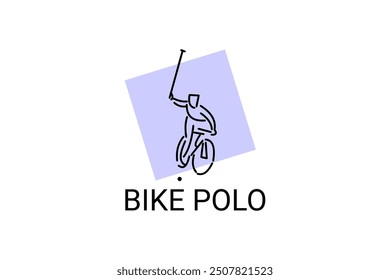 Bike polo sport vector line icon. an athlete playing bike polo. sport pictogram, vector illustration.