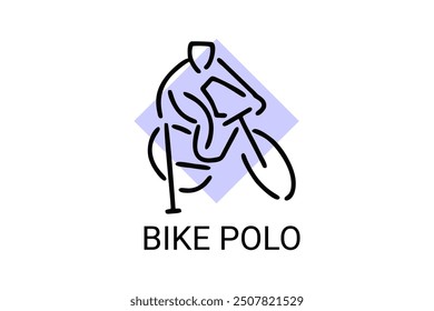 Bike polo sport vector line icon. an athlete playing bike polo. sport pictogram, vector illustration.