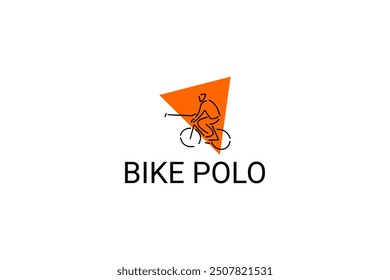 Bike polo sport vector line icon. an athlete playing bike polo. sport pictogram, vector illustration.