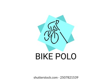 Bike polo sport vector line icon. an athlete playing bike polo. sport pictogram, vector illustration.