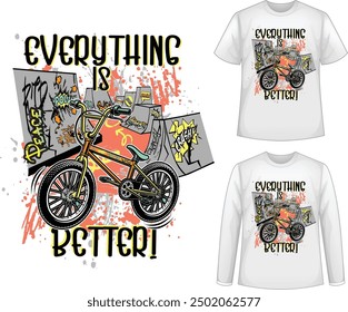 Bike print design for t-shirt