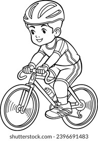 Dibujo vectorial de la línea de carreras de bicicletas aislado en fondo blanco