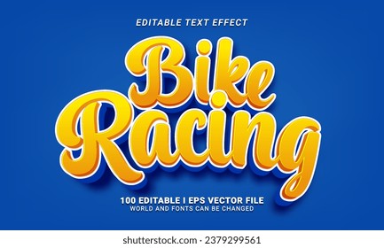 efecto de texto de estilo 3d de la carrera en bicicleta