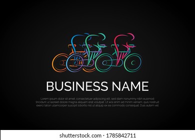 Bike Racing Logo Concept With Three Person Who Riding Bicycle For Your Company, Business, Association, Organization, Institution Or Product. Ready For Use. Modern Initial Logo