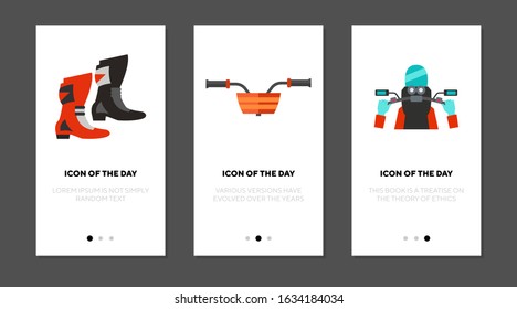 Bike racing thin flat icon set. Sport, racer, speed isolated vector sign pack. Driving and transport concept. Vector illustration symbol elements for web design and apps