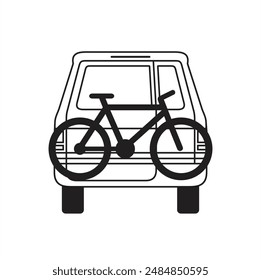 bike rack carrier, bike racks on car, vector art.