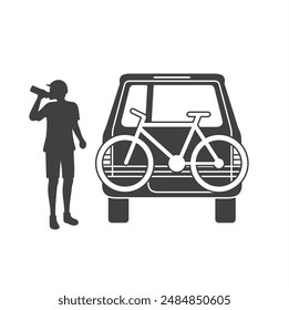 bike rack carrier, bike racks on car, vector art.