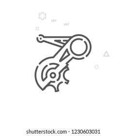 Bike Rear Derailleur Vector Line Icon. Bicycle Spare Part Symbol, Pictogram, Sign. Light Abstract Geometric Background. Editable Stroke. Adjust Line Weight. Design with Pixel Perfection.