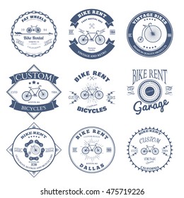 Bike Rent Label and Badges Design. Vector illustration