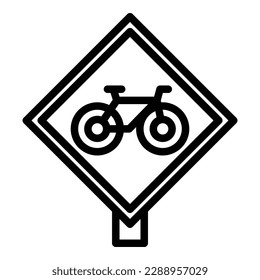 Bike rent road sign icon outline vector. Public app. Share bicycle
