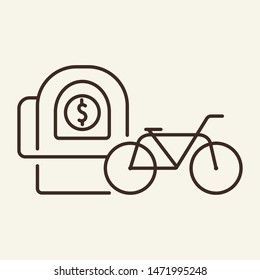 Bike rental line icon. Cycling, parking, bicycle. Infrastructure concept. Can be used for topics like transportation, sport, tourism