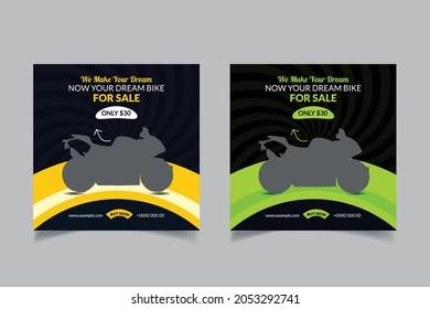 Bike Rental Social Media Post Design template, vector illustration