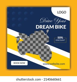 Bike Rental Social Media Post Design template, vector file