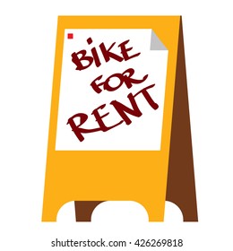 Bike Rentals color illustration inscription on the banner.