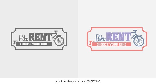 Bike rentals vector logo, label or badge design template. Color and monochrome