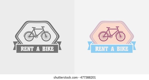 Bike rentals vector logo, label or badge design template.