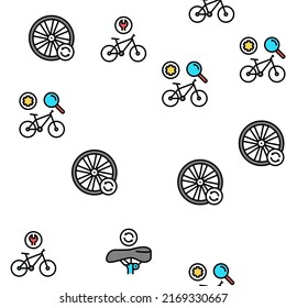 Bike Repair Service Vector Seamless Pattern Thin Line Illustration