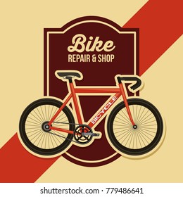 bike repair and shop poster retro design