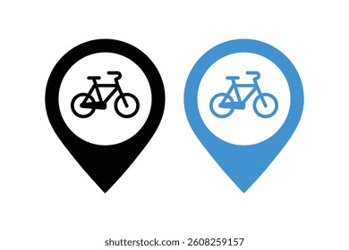 Bike Retailer Location Icon, bike store map marker icon, cycling store location pin symbol, cycling shop location vector, bicycle shop map pointer icon