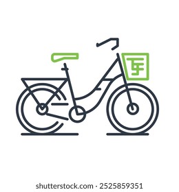 Bike to ride to get groceries. Minimalistic linear icon