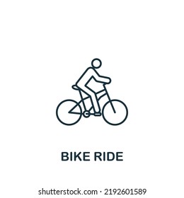 Bike Ride Icon. Line Simple Line Outdoor Recreation Icon For Templates, Web Design And Infographics