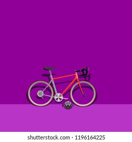 bike ride on the road purple mode color sport recreation exercise healthy helmet lifestyle outdoor vector illustration eps10