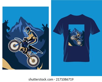 Bike Rider Blue Color Amazing T Shirt Design