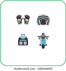 Bike rider flat icons set vector