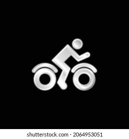 Bike Rider Side View silver plated metallic icon