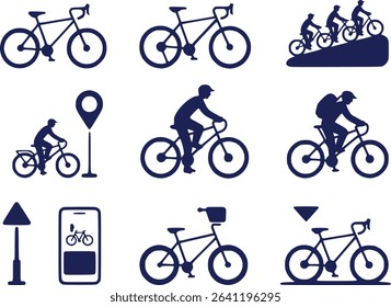 Bike Riding  Sport Icons  Black Silhouette Bicycles  Accessories