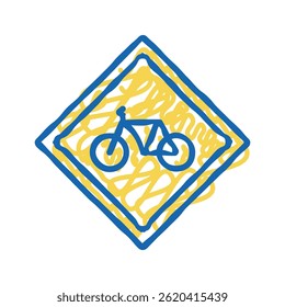bike road sign doodle icon sketch vector. bike road sign sign. isolated symbol illustration