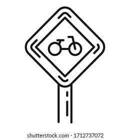 Bike road sign icon. Outline bike road sign vector icon for web design isolated on white background