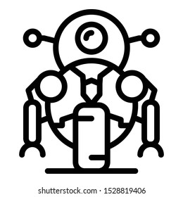 Bike robot icon. Outline bike robot vector icon for web design isolated on white background